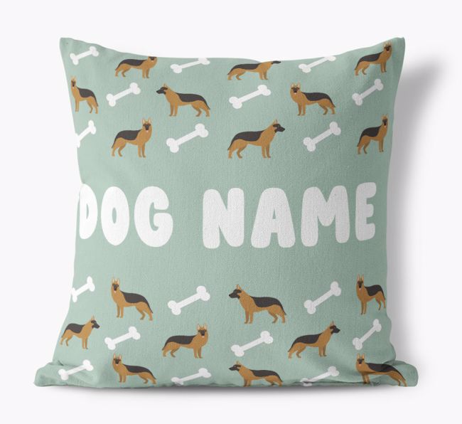 '{breedFullName} Icon Pattern And Name' - Personalised Canvas Cushion 